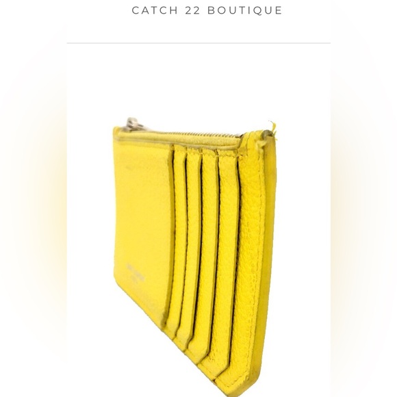 SAINT LAURENT Fragment Grained Calfskin 5 Card Holder Zip Pouch Sunflower - Picture 5 of 11